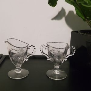 Vintage Imperial Glass Co. Sugar Bowl and Creamer Set
